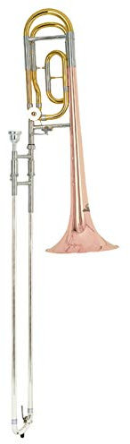Monzani MZSL-233Q Tenorposaune, Quartventil, Bb/F Stimmung, Messing und Goldmessing, Klarlack lackiert, inklusive Hardcase und Mundstück, Einsteiger, 13.33 mm Bohrung