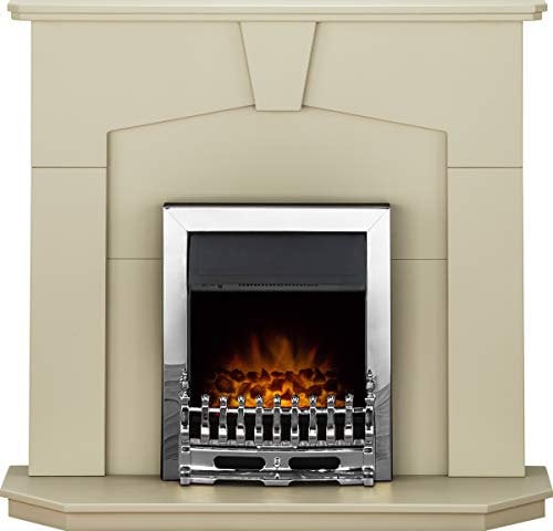 Adam Abbey Fireplace Suite in Stone Effect with Blenheim Electric Fire in Chrome, 48 Inch