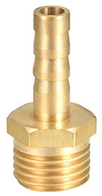 sourcing map Conector Manguera de Lengüeta Racor Manguera Púa de 6mm | de Latón, Adaptador Manguera Tubo, Rosca Macho G1/4
