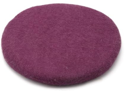 feelz Filzkissen Sitzkissen rund Filz Verschiedene pink-, lila-, beerentöne 100% Wolle 35 cm Höhe 2-3 cm Handarbeit (Hot Pink)