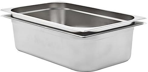 vidaXL 2x Contenitori Gastronorm Impilabili Universali Rettangolari Atossico Teglie Cucina GN 1/1 150 mm in Acciaio Inox Argento