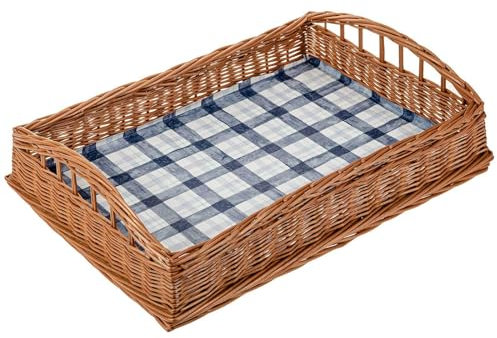 SIDCO Tablett Weide Serviertablett Weidentablett Korbtablett Frühstückstablett eckig Karo