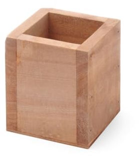 HENDI Besteckbehälter, Besteckfass, Besteckkorb, Utensilienhalter, Küchenutensilienhalter, Besteckkasten, Besteckmulde, 80x80x(H)95mm, Holz