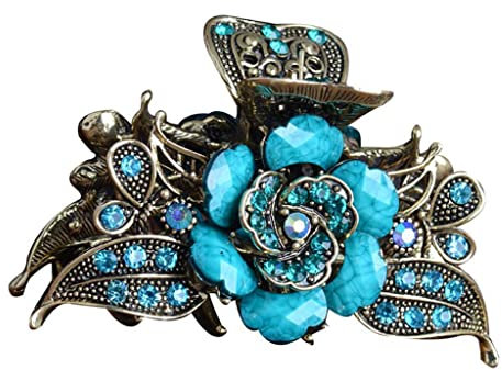 Hellery Pince à Cheveux Design de Strass Turquoise Style Vintage Accessoire de Cheveux - Bleu pour Femme, 1 unité, 1 pièce