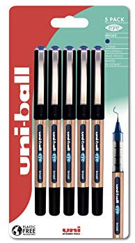 uni-ball UB-150-10 Eye Rollerball Pens. Premium Broad 1.0mm Ballpoint Tip for Super Smooth Handwriting, Drawing, Art, Crafts and Colouring. Fade and Water Resistant Liquid Uni Super Ink. 5 Pack Blue