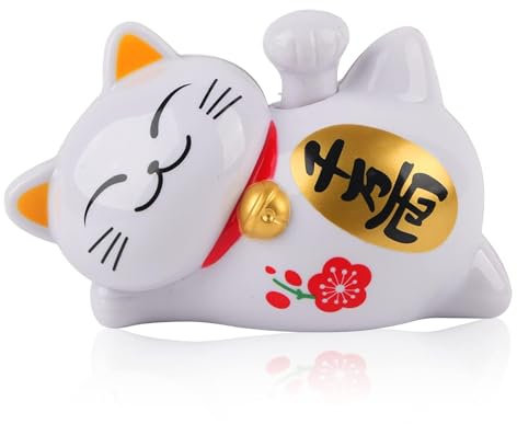 maneki neko,Chat Porte Bonheur Chinois, Chat Maneki Neko, Chat Porte Bonheur Chinois, Lucky Cat, Maneki Neko Solar Alimenté Winke Chat, Maneki Neko Solar Alimenté Chat Chanceux avec Bras Mobile
