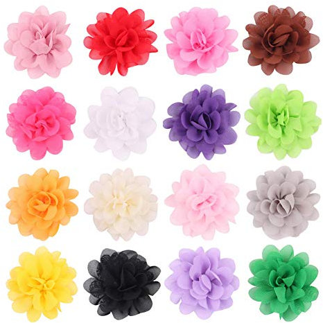 20 Fermagli per Capelli per Bambine - 2 in Chiffon a Forma di Fiore, Forcine a Coccodrillo, Accessori per Capelli, Colori Misti