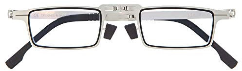 DIDINSKY Graduierte Zusammenklappbare Lesebrille für Männer und Frauen. Presbyopie-Brille mit Metallrahmen und Blaulichtschutzgläsern. Graphite +3.0 - MET SQUARE