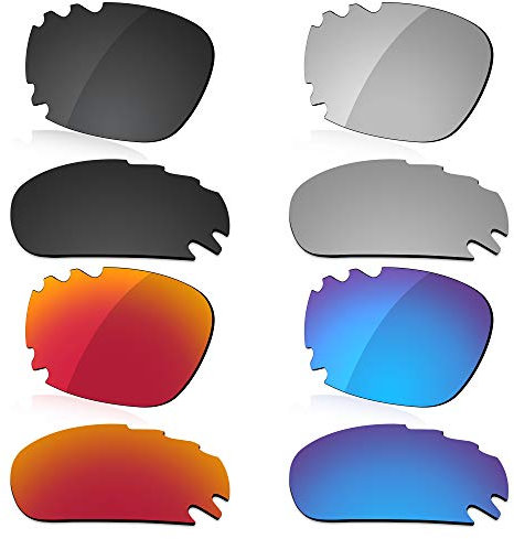 LenzReborn Verres polarisés de rechange pour lunettes de soleil Oakley Jawbone Vented - Plus d'options, noir foncé + gris argenté + rouge feu + bleu glacier, Taille unique