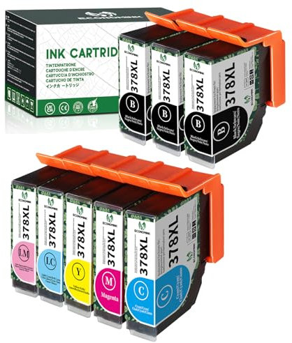 Economink 378XL Tintenpatrone Kompatible als Ersatz für Epson 378 XL für Expression Photo XP-8700 XP-8605 XP-8600 XP-8500 XP-8505 Drucker (8er-Pack)