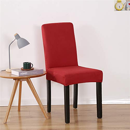 Morbuy Stuhlhussen Stretch Universal Stuhlbezug, Minimalistisch Einfarbig Stuhl Husse aus Stretch Stoffe für Hochzeit Weihnachten Bankett Hotel Dekoration (4 Stück,Rot)