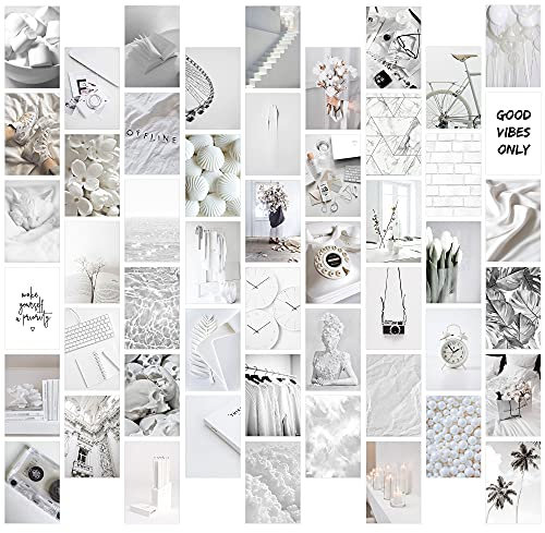 50p GROBRO7 Kunstkarte grau weiß Wall Collage Kit, Ästhetisches Bild Indie Room Decor Kunstposter für Wohnheim Wanddekor, Wandkunstdrucke für VSCO Mädchen Jungen