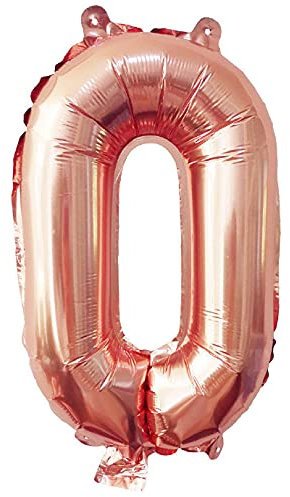 Lepep 40 cm Roségold Luftballons Zahlen von 0 bis 9 Buchstaben von A bis Z Party Deko Ballons für Geburtstag Babydusche Brautparty Hochzeit Abschlussball Folienballons Dekoration (Zahl 0)