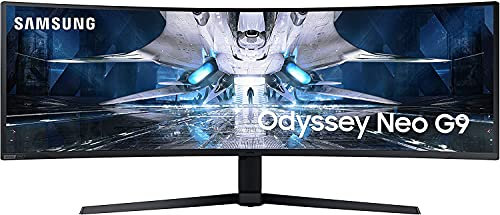 SAMSUNG 49 Odyssey Neo G9 G95NA Gaming Monitor, 4K UHD Mini LED Display, Curved Screen, 240Hz, 1ms, G-Sync and FreeSync Premium Pro, LS49AG952NNXZA, White & Black