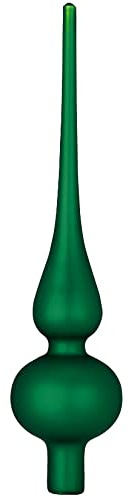 Inge-glas Christbaumspitze 26cm | Weihnachtsbaumspitze aus Glas | Hochwertige Spitze für den Weihnachtsbaum Weihnachten (Dunkelgrün Matt | Evergreens)