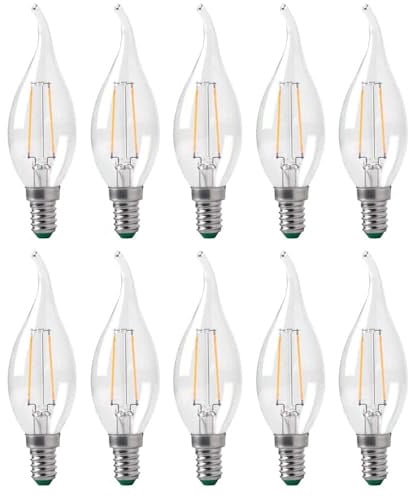 NCC-Licht 10x LED Lampe C35 Kerze E14 3W 250lm Warmweiß 2700K | LED Leuchtmittel aus klarem Glas, ersetzt 25W Glühlampe, gemütliches Licht ideal für Kronleuchter