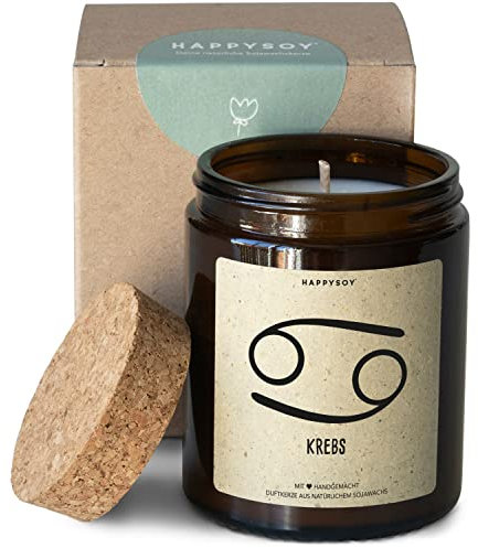 Geschenk Krebs Sternzeichen Duftkerze im Glas mit Spruch - handgemacht - nachhaltig, persönlich - liebevolle Geschenkidee Geburtstag - Kerze mit Tierkreiszeichen, zodiac cancer