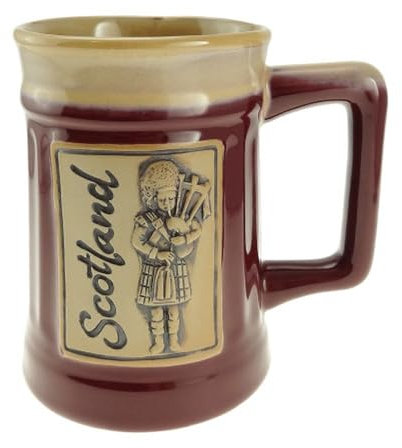 Glen Appin Stoneware Beer Mug Scotland Pottery Steins 20.3oz (600 ml) (Piper - Red)