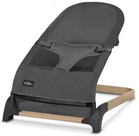 BEBE2LUXE : Ergonomische Babywippe für Neugeborene ab Geburt bis zum Kleinkind, Babyschaukel Mila Farbe Anthrazit und Holz
