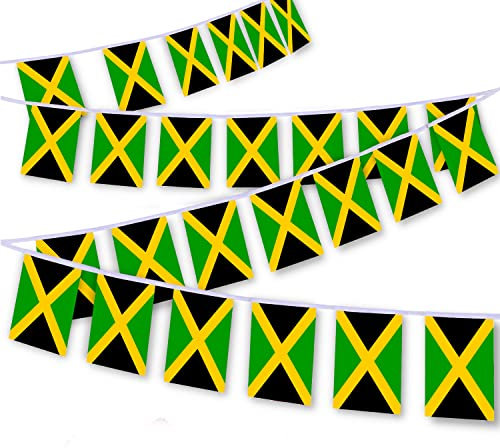 MacLand Lot de 30 guirlandes de drapeau jamaïcain de 9 m, bannière de décoration pour extérieur, intérieur, patio, cour