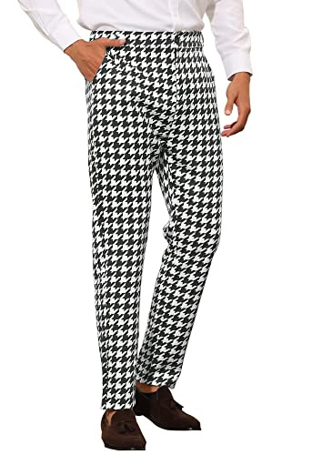 Lars Amadeus Hahnentritt-Kleiderhose für große und große Herren, normale Passform, karierte Hose