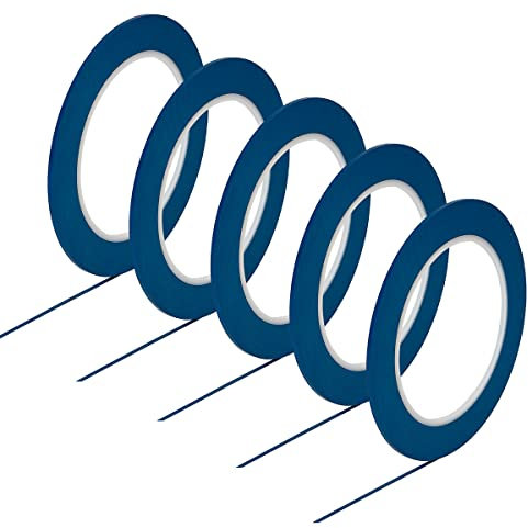 jinbing Vinyl Fine Line Fineline Automotive Nadelstreifen Abdeckband Malerband für Kurven Blau (2 mm, 5 Rollen)