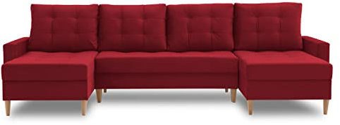 Ecksofa Lena U mit schlaffunktion und Bettkasten - U-förmig - Kronos Stoff - Modernes Design - Eckcouch in U-Form (Kronos 02)