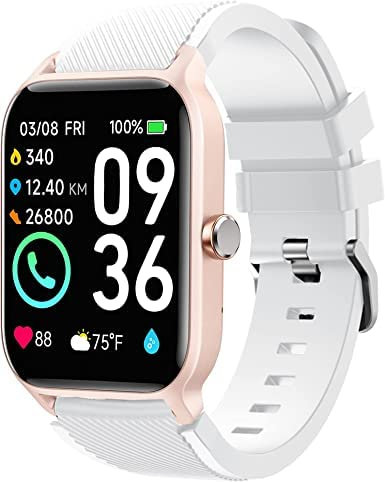 Blueshaweu Armband Kompatibel Für TOOBUR IDW13 / Gydom IDW13 / Woneligo W13 Smartwatch, Classic Sport Silikon Ersatz Uhrenarmband Für IDW13 Smartwatch 1,8'' (weiß)