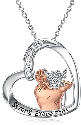 YAFEINI Highland Kuh Halskette für Mädchen 925 Sterling Silber Schottland Kuh Anhänger Kette Tier Schmuck Geburtstag Geschenk für Damen Tochter (Kuh Halskette)