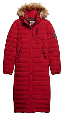 Superdry Damen Lang geschnittener Fuji Steppmantel mit Kapuze