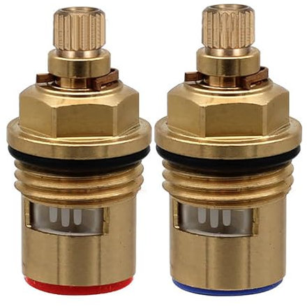 Ersatz Messing Keramik Vorbau Scheiben Kartuschenmischer Für Heiß- Und Kaltwasserhahn Inneres Ventil Vierteldrehung G1/2 Zoll Für Badezimmer Küche Waschbecken