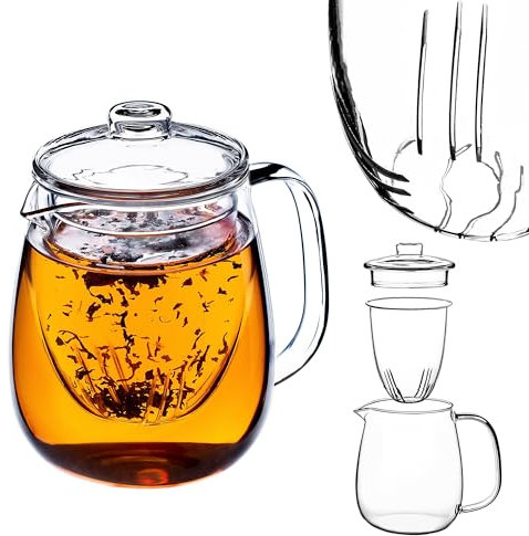 KADAX Théière en Verre Résistant à la Chaleur Avec Infuseur Amovible Pour Différents Types de Thés, K8979