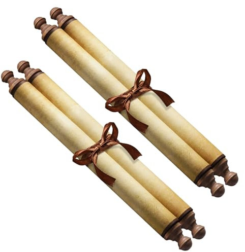 Makevivi Blanko-Papier mit Holzstäben, für freche oder schöne Listen, Schreiben, Hochzeitsgelübde, Einladungen, Liebesbrief, Cosplay-Requisiten, Renaissance, 18 x 80 cm, 2 Stück (Stil 2)