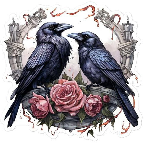 Hugin und Munin Odins Raben Wikinger Aufkleber. Autoaufkleber für Motorrad, Notebook, Skateboard, Helm, Kühlschrank, Gepäck oder Auto Sticker (10 x 10 cm)