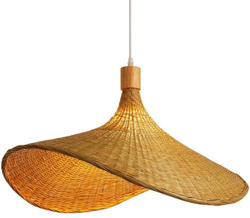 CJSLXGBL Lustre Chapeau De Paille, Lustre en Paille Et Rotin, Lustre De Plafond en Bambou Tissé À La Main, Lampe De Plafond en Bambou Et Rotin