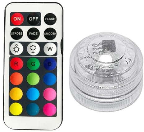Kasmole Lumières LED Submersibles | Bougies Chauffe-Plat imperméables sans Flamme RGBW Bougies Chauffe-Plat LED Submersibles Multicolores avec télécommande - pour Piscine, Aquarium, Vase, Fontaine