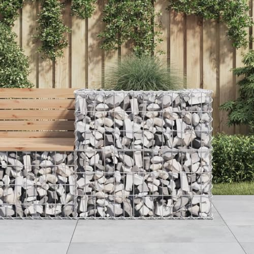 CKioict Gewächshaus Balkon Pflanzbeet Balkonkästen Gabionenkorb Silbern 70x70x65 cm Verzinktes Eisenfür Gärten, Terrassen, Rasenflächen