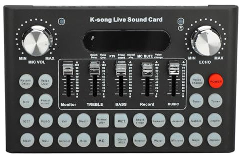 Mixer Audio Scheda Audio Dal Vivo, Mixer Audio Controller DJ 18 Pulsanti Effetti Speciali 5 Pulsanti Audio 7 Pulsanti Funzione Scheda Audio Live per Karaoke Tiktok YouTube Gaming