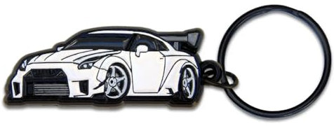 SR1 Performance GTR R35 Schlüsselanhänger - Special Edition JDM Schlüsselanhänger - Offiziell lizenziert, Weiss/opulenter Garten, 1-1/2