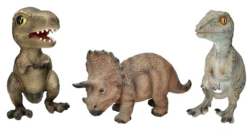Figuren Shop GmbH Baby Dinosaurier Gartenfiguren 3er Set von HotAnt, 16,5 cm, Frostsichere Garten Deko