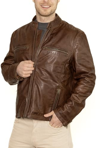 Gusti Yara Lederjacke Bikerjacke Jacke Echtleder Braun Leder Herren