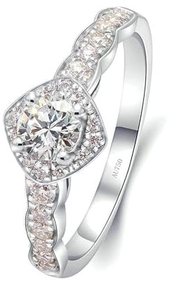 Stfery Ring Weissgold Damen Ring für Frauen 0.4ct Rund Natürlicher Diamant Trauring Damen