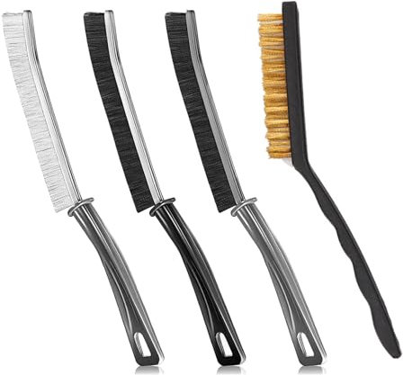 4 Piezas Cepillo de Limpieza Multifuncional,Cepillo de Limpieza de Cerdas Duras Limpieza Cepillo Grietas Crevice Gap Cleaning Brush (un Cepillo de Alambre, Tres cepillos Duros).