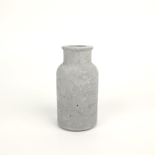 Handworkz | Vazo - mini Vase rund aus Beton | wasserdicht | für frische Blumen oder Trockenblumen nutzbar | auch als Kerzenständer für Stabkerzen geeignet | Made in Germany (Grau)