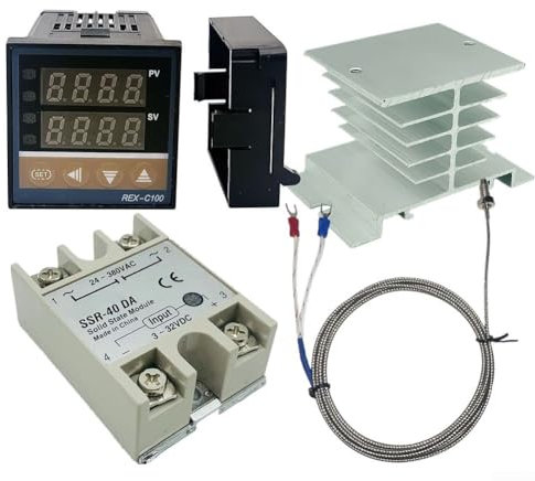 Integrated Thermostat Solution REX C100 featuring a Comprehensive Package of SSR 40DA Relays & Meter K Type Probes