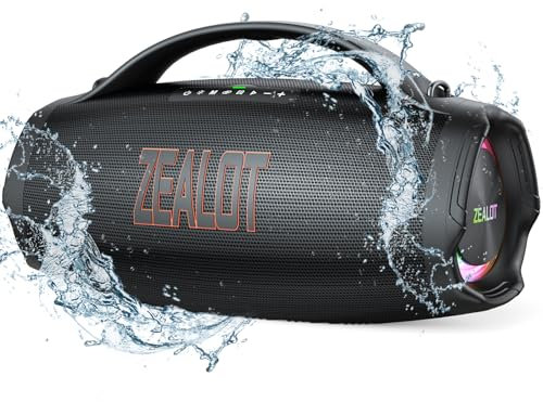 ZEALOT Bluetooth Speaker Loud with Subwoofer, Portable Speaker 160W RMS, bocina Bluetooth, IPX6 Wateproof, HiFi Stereo Sound, 36000mah /EQ/Party Sync/USB/TF/RGB Light, for Home/Outdoor