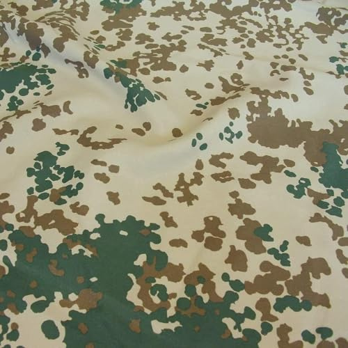 TOLKO Bundeswehr Camouflage Stoff aus Nylon | Farbecht Reißfest UV-beständig | Popeline Tarnstoff im Armee Flecktarn Stoffe zum Nähen Meterware | leicht 150cm breit (Wüste leicht)