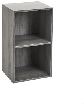 Relax World Bücherregal mit 2 Einlegeböden aus Spanplatten, 12 mm, 4 offene Regale, graue Oberfläche, vertikaler Schrank für Wohnzimmer (2 Böden)