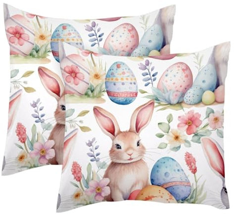 Ostereier-Kissenbezüge, weicher Samt, modern, dekorativ, doppelseitig, 50 x 50 cm, 2 Stück (Kissen nicht im Lieferumfang enthalten)