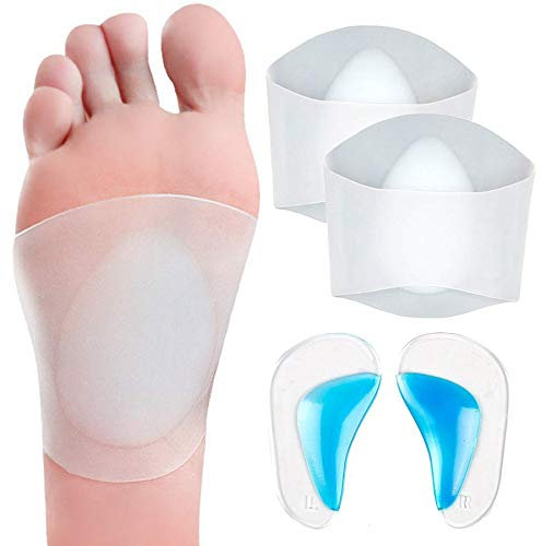 Sirxlevcy Gel Arch Support Set, 2 Paar Plantar Fasziitis HüLlen/Schuh Einlagen, Wiederverwendbare Weiche Silikon Bogen HüLlen mit Gepolsterten Kissen für Plantar Fasziitis, Flache FüßE